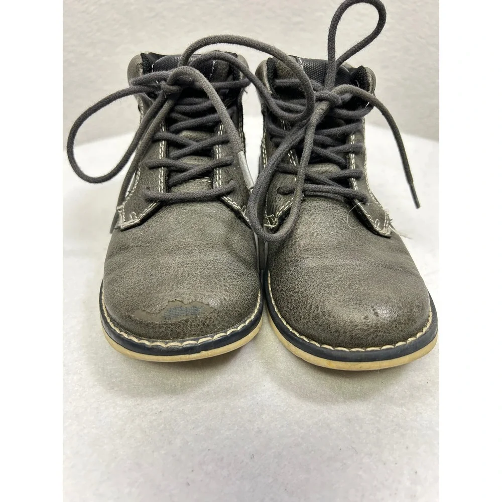 Sonoma Goods for Life Boys Ankle Boots Size 12 Gray Lace Up Faux Leather Rugged‎